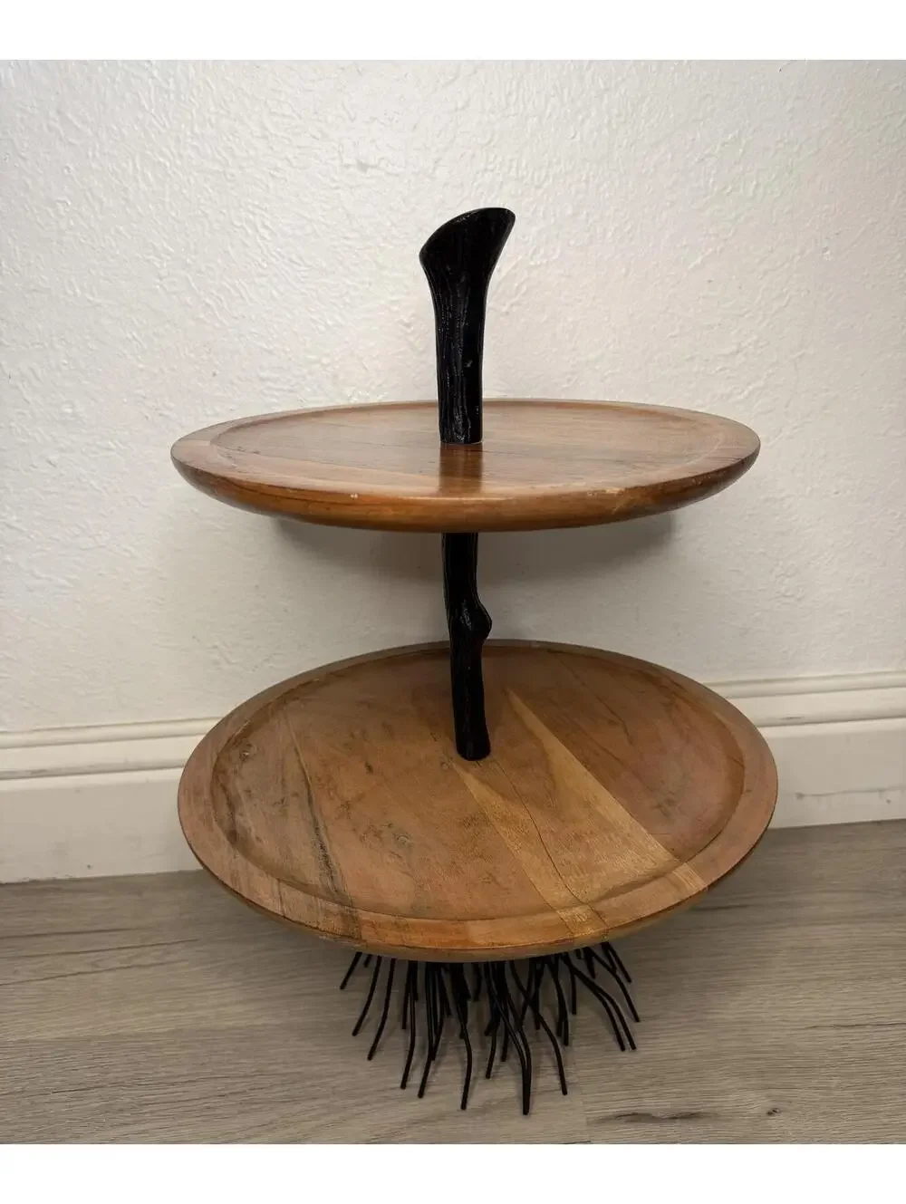 Witch's Broomstick Tiered Tray Viral Halloween‎ Decor Wood Metal Base